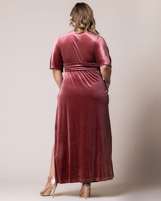 Verona Velvet Evening Gown in Mauve Rose