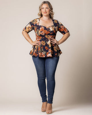 Posh Peplum Top in Autumn Garden