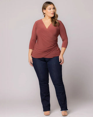 Femme Fatale Faux Wrap Top in Marsala