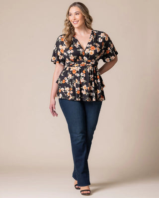 Encore Print Top in Apricot Floral Print