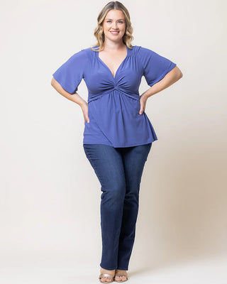 Abby Twist Front Top in Slate Blue