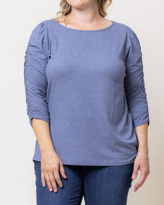 Reverie Ruched Top in Heathered Indigo