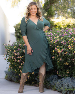 Whimsy Wrap Dress in Fern Green