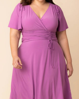 Jemma Ruched Tie Dress in Lilac