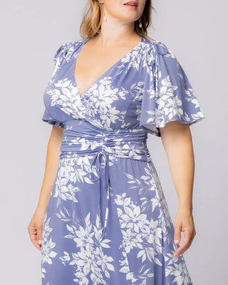 Jemma Ruched Tie Dress in Misty Lavender Florals