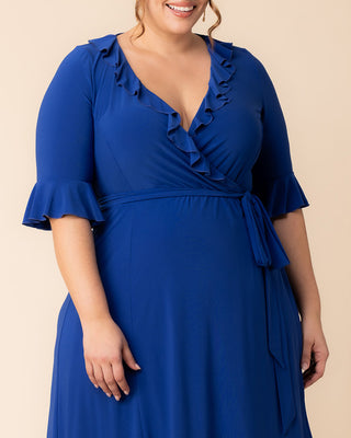 Barcelona Midi Wrap Dress in Cobalt Blue