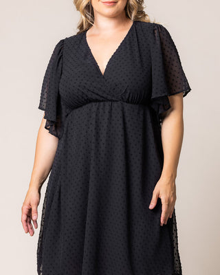 Florence Flutter Sleeve Dress in Onyx