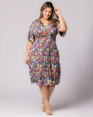 Gia Midi Dress in Vibrant Garden Print