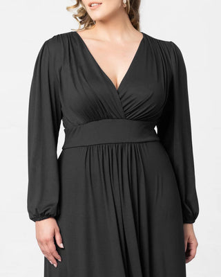 Kelsey Long Sleeve Maxi Dress in Black Noir