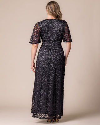 Luminous Sequin Lace Long Gown in Storm Grey