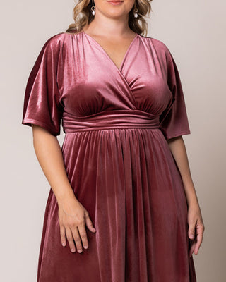 Verona Velvet Evening Gown in Mauve Rose