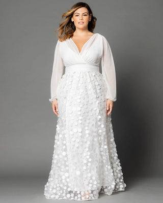 Enchanted Garden Long-Sleeve Wedding Gown in Ivory Blossoms