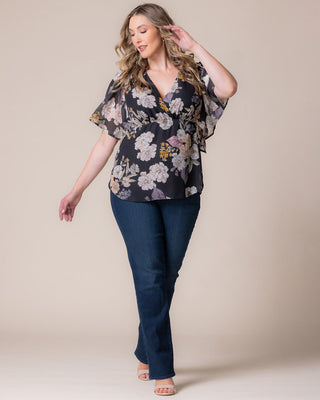 Seaside Serenade Top in Midnight Peony Print