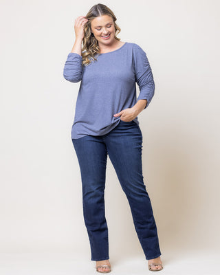 Reverie Ruched Top in Heathered Indigo