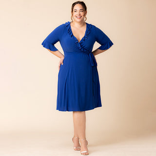 Barcelona Midi Wrap Dress in Cobalt Blue