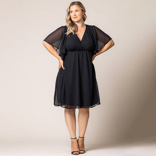 Florence Flutter Sleeve Dress in Onyx