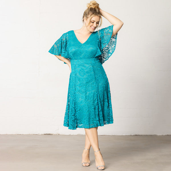 Final Sale Plus Size Contrast Lace Peplum Bodycon Dress in Royal Blue