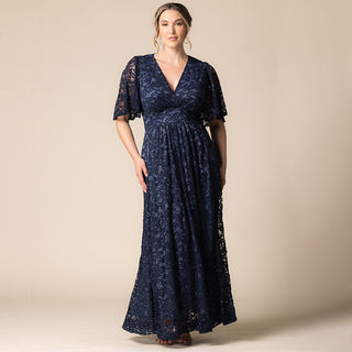 Luminous Sequin Lace Long Gown in Nocturnal Navy