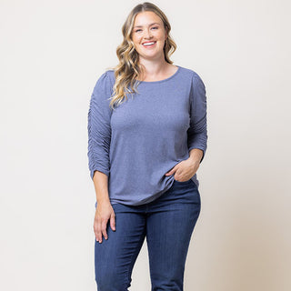 Reverie Ruched Top in Heathered Indigo