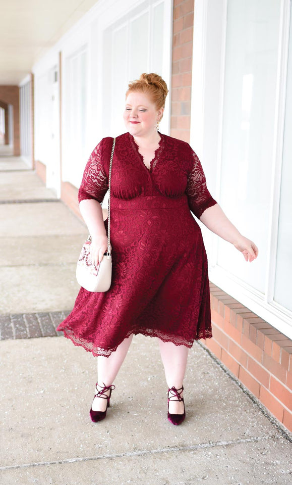 Plus Size Special Occasion Mademoiselle Lace Cocktail Dress