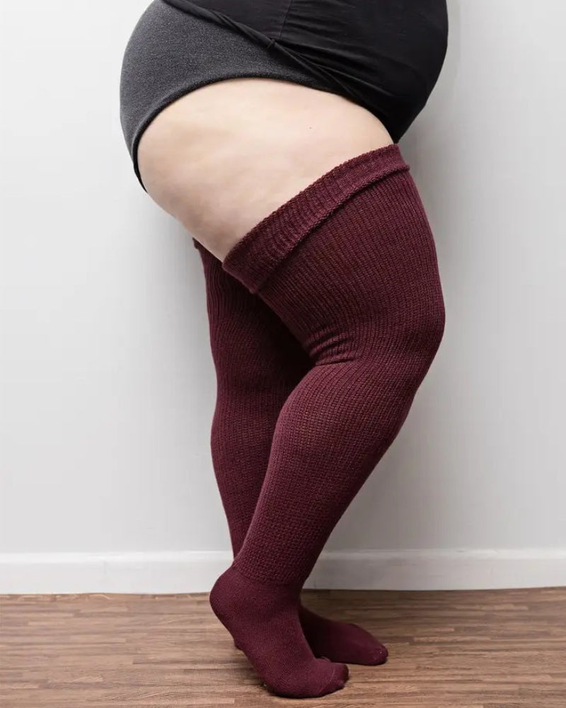 48fuzzy Thigh Socks Hand Knitted Fleece Socks Plus Size 